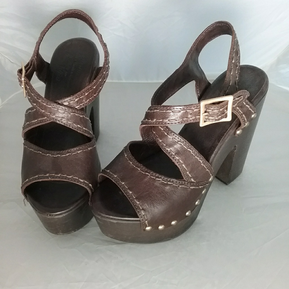 Italian Leather brown platforms